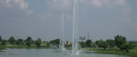 Hệ thống phun nước cho hồ tự nhiên tại Becamex Bình Dương